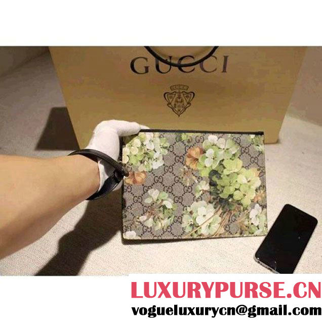 Gucci 411768 GG Green Blooms Pouch With Strap 2015 (SPM-102623 )
