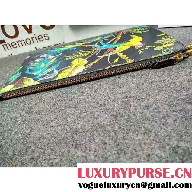 Gucci 431270 Tropical print leather Pouch Black 2016 (1B039B-6061609 )