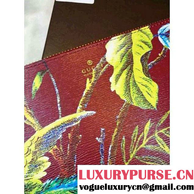 Gucci 431270 Tropical print leather Pouch Red 2016 (1B039B-6061610 )