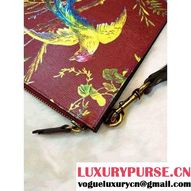 Gucci 431270 Tropical print leather Pouch Red 2016 (1B039B-6061610 )