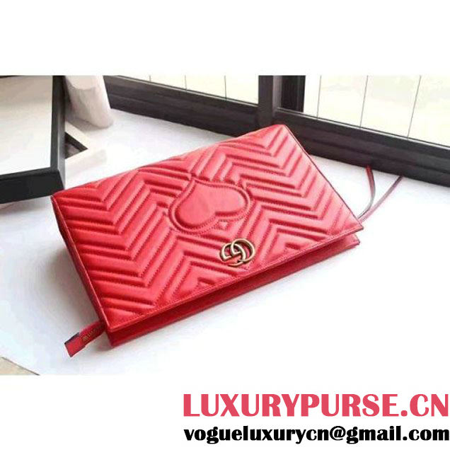 Gucci GG Marmont Matelassé Clutch 448450 Red 2016 (XYS-6110819 )