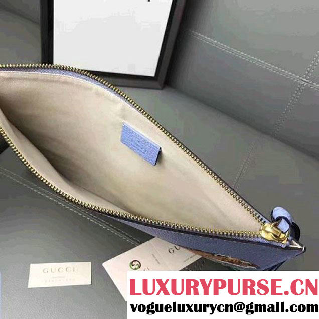 Gucci Tiger Print Leather Pouch 454309 Blue 2017 (WY-7060316 )