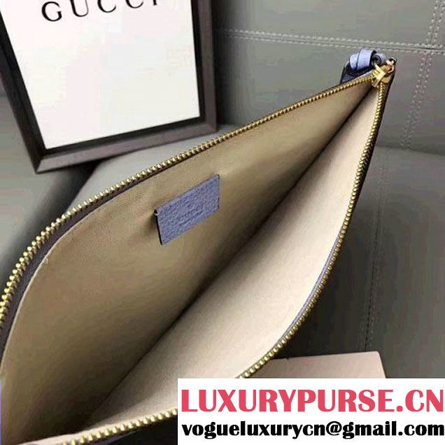 Gucci Tiger Print Leather Pouch 454309 Blue 2017 (WY-7060316 )