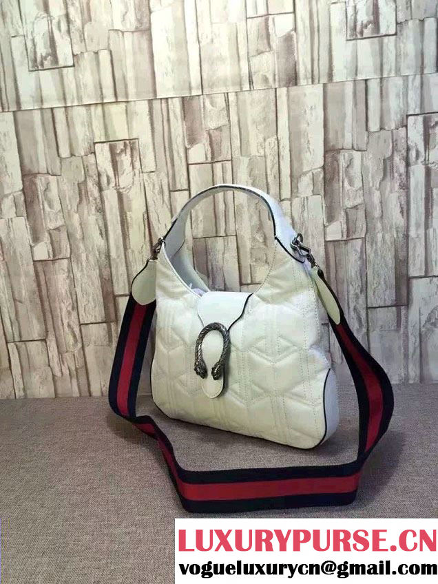 Gucci Dionysus Matelassé Leather Hobo Small Bag 444072 White