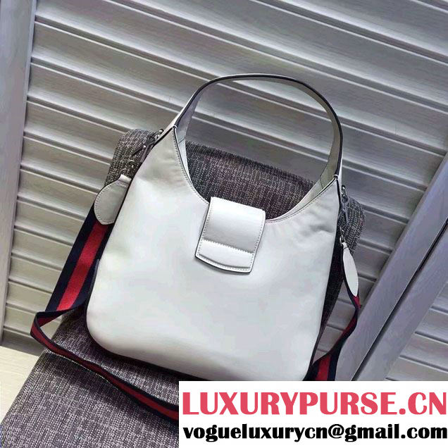 Gucci Dionysus Leather Hobo Small Bag 444072 White/Web 2016