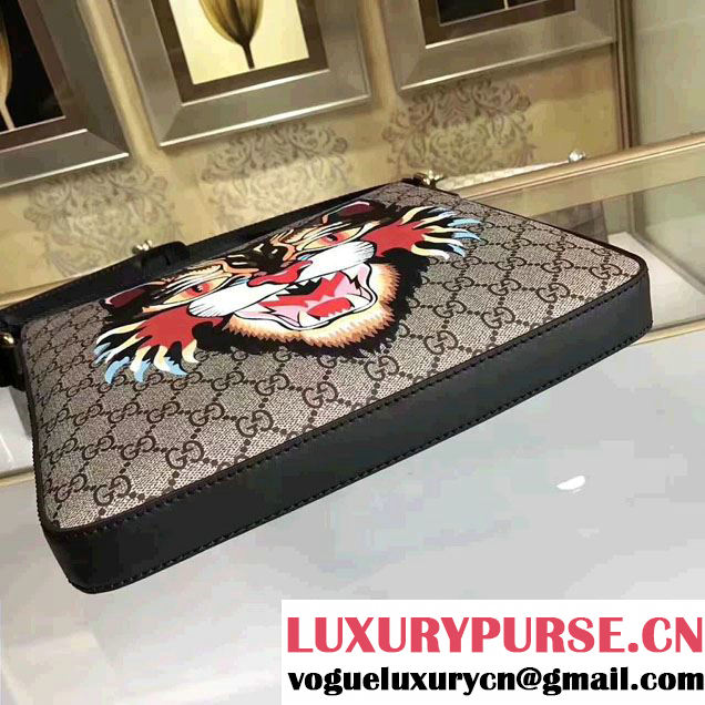 Gucci Angry Cat Print GG Supreme Flat Messenger 473886 2017