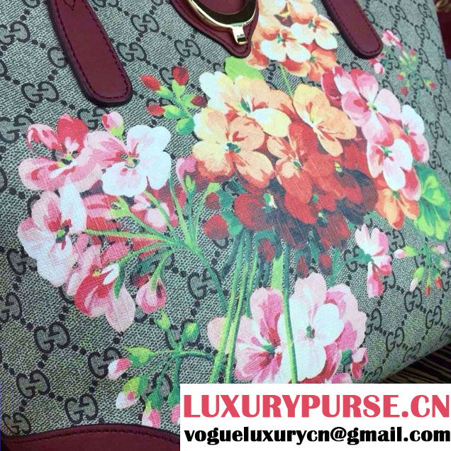 Gucci Dionysus Blooms Print GG Supreme Tote Bag 308604 Burgundy 2015