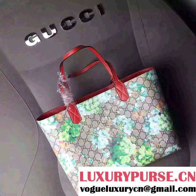 Gucci GG Blooms Reversible Leather Tote Bag 368568 Green/Red 2016