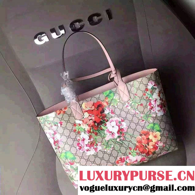 Gucci GG Blooms Reversible Leather Tote Bag 368568 Pink 2016