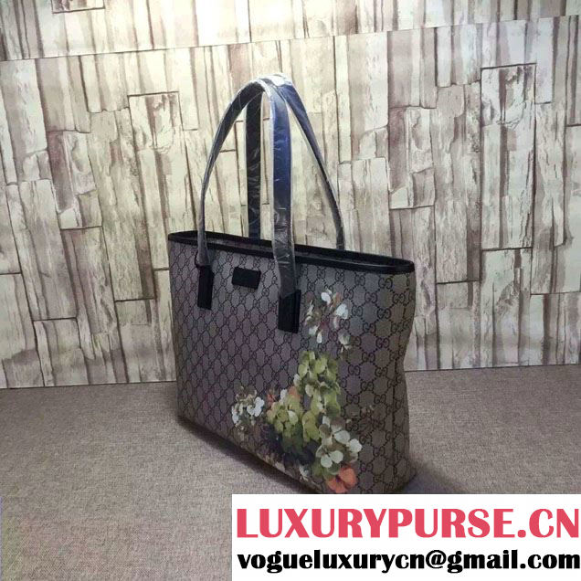 Gucci GG Supreme Canvas Tote Bag 211137 Green Blooms Print 2016