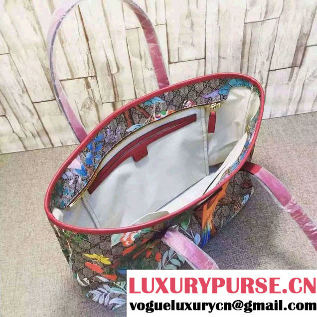 Gucci GG Supreme Canvas Tote Bag 211137 Tian Red 2016