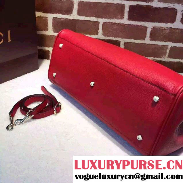 Gucci Large Bamboo Shopper Leather Tote Bag 323658 Red