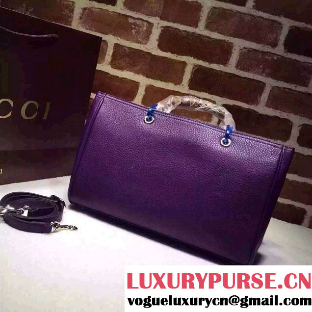 Gucci Medium Bamboo Shopper Leather Tote Bag 323660 Dark Purple