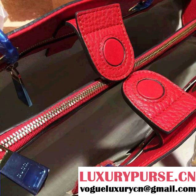 Gucci Medium Bamboo Shopper Leather Tote Bag 323660 Red