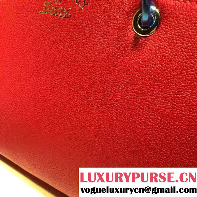 Gucci Medium Bamboo Shopper Leather Tote Bag 323660 Red