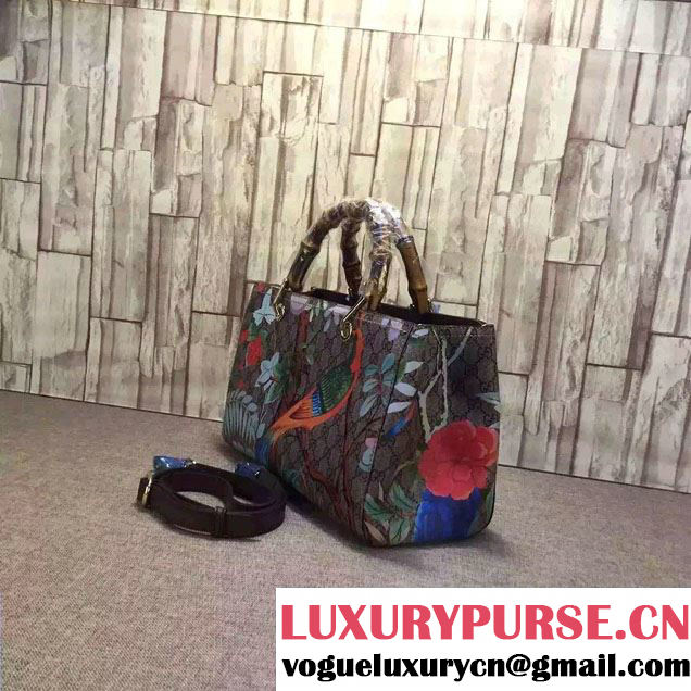 Gucci Medium Bamboo Shopper GG Supreme Canvas Tote Bag 323660 Tian