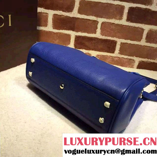 Gucci Small Bamboo Shopper Leather Tote Bag 336032 Blue