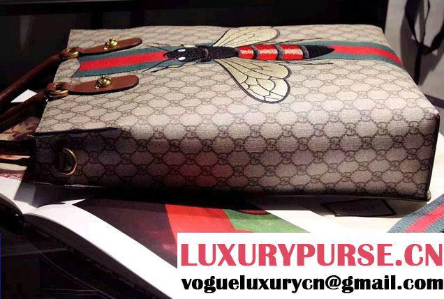 Gucci Bee Embrodery GG Vintage Web Tote Bag 2016