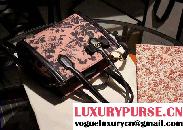 Gucci GG Ribbon Herbarium Small Tote Bag 443089 Black/Pink Japan Limited 2016