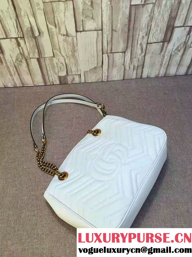 Gucci GG Marmont Matelassé Chevron Tote Medium Bag 443501 White 2016
