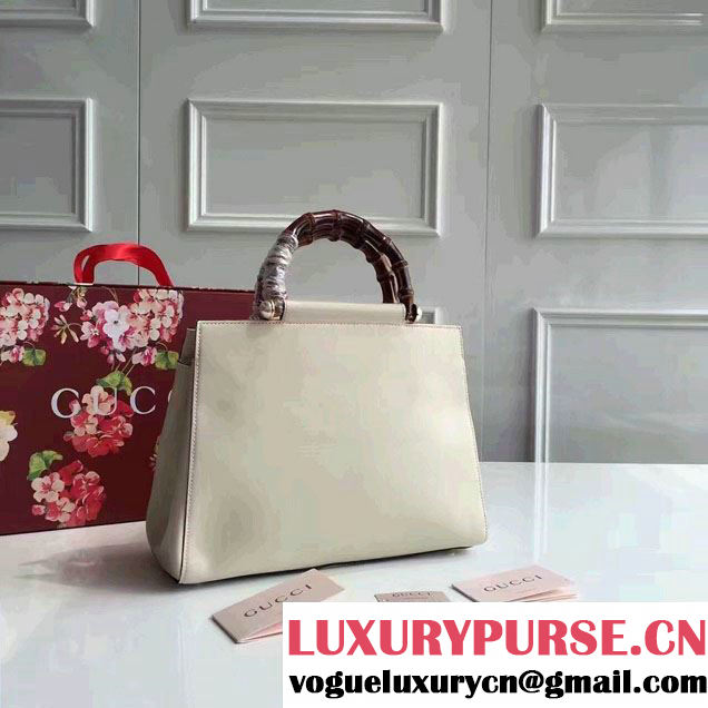 Gucci Bamboo Shopper Embroidered Tote Bag 445501 White Runway 2016