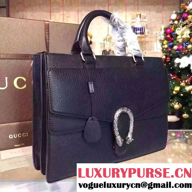 Gucci Dionysus Leather Briefcase Tote Bag 397657 Black