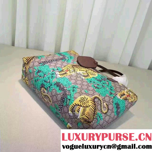 Gucci Bengal GG Supreme Tote Medium Bag 412096 Green 2016