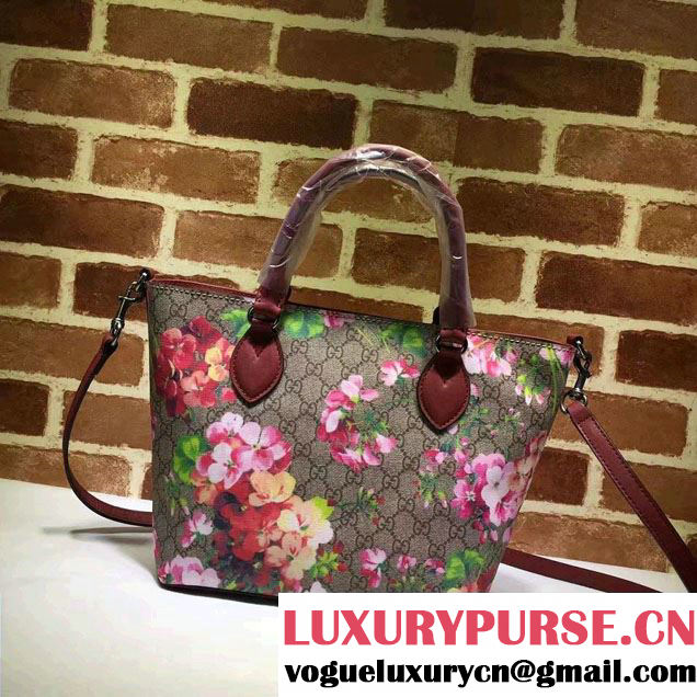 Gucci GG Supreme Canvas Tote Small Bag 432124 Red Blooms 2016