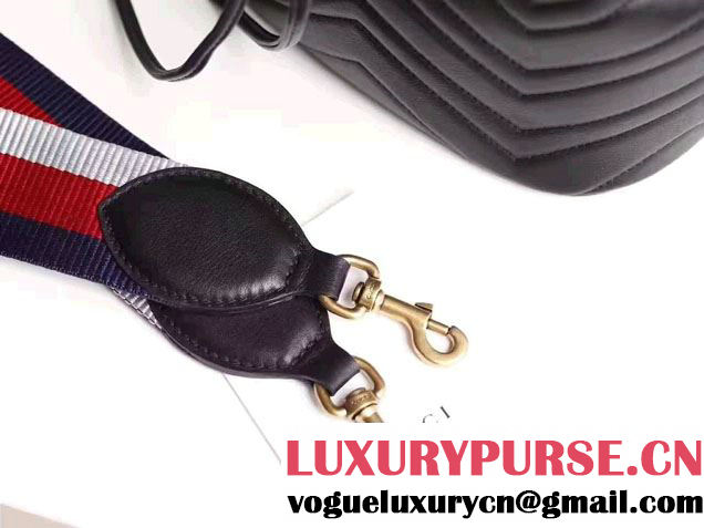 Gucci GG Marmont Quilted Leather Bucket Bag With Sylvie Web Strap 476674 Black 2017