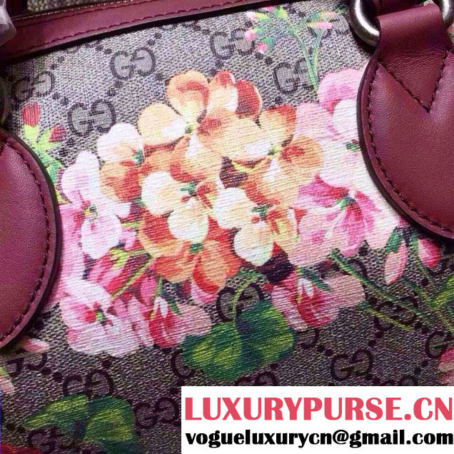 Gucci Dionysus Blooms Print GG Supreme Top Handle Bag Boston 409529 Burgundy 2015