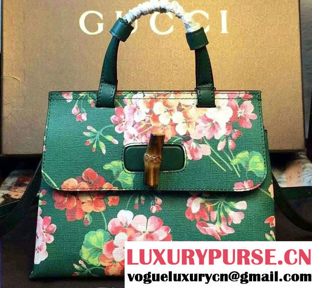 Gucci Bamboo Daily Blooms Top Handle Small Bag 370831 Green 2015