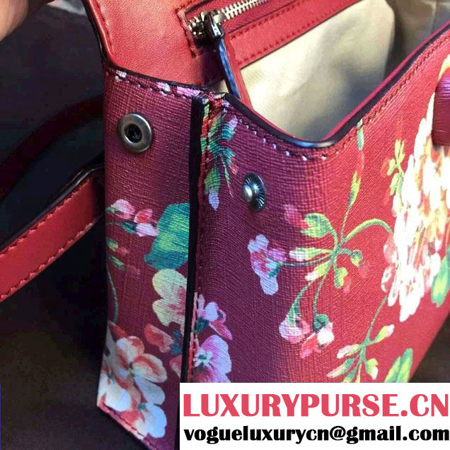 Gucci Bamboo Daily Blooms Top Handle Small Bag 370831 Burgundy 2015