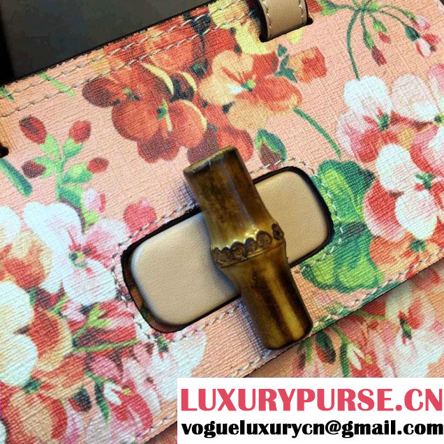 Gucci Bamboo Daily Blooms Top Handle Small Bag 370831 Pink 2015