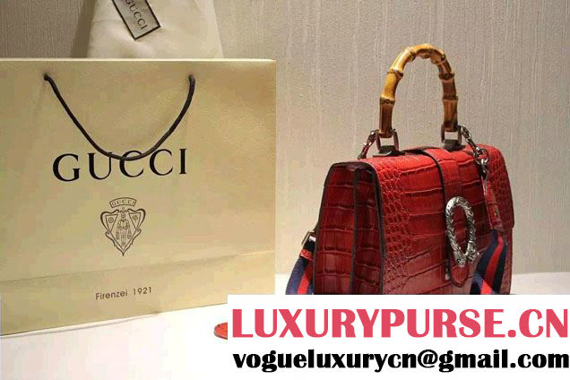 Gucci Croco Pattern Dionysus Leather Top Handle Bag 401818 Red 2015/2016