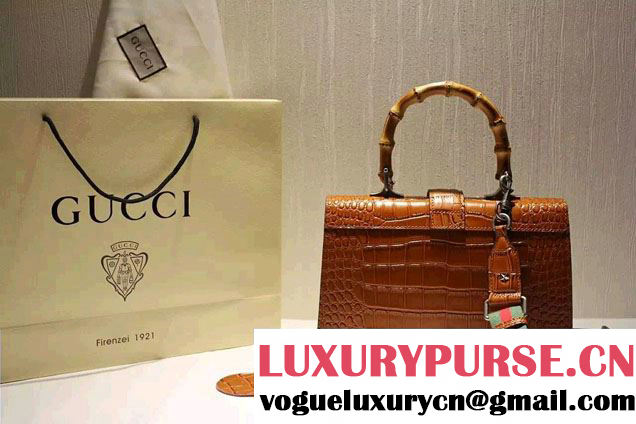Gucci Croco Pattern Dionysus Leather Top Handle Bag 401818 Brown 2015/2016