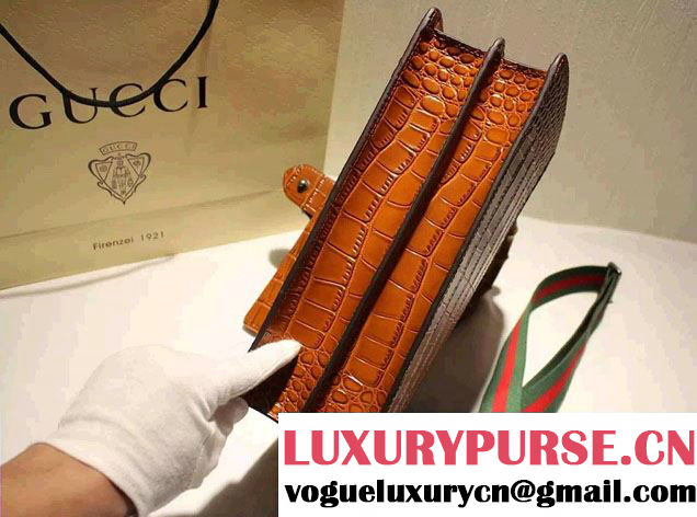 Gucci Croco Pattern Dionysus Leather Top Handle Bag 401818 Brown 2015/2016