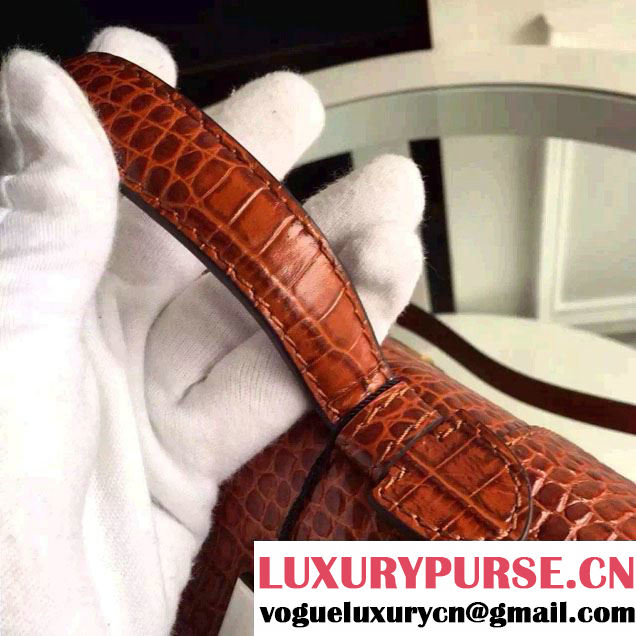 Gucci Croco Pattern GG Marmont Leather Top Handle Bag 421890 Brown 2016
