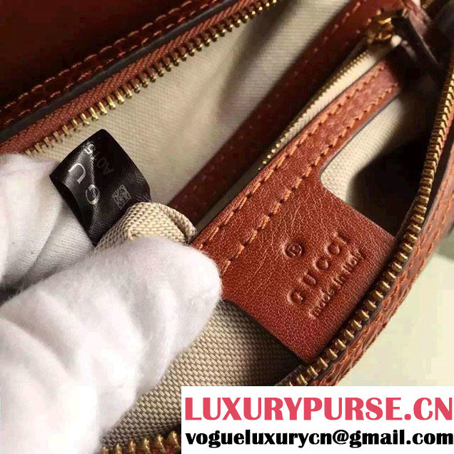 Gucci Croco Pattern GG Marmont Leather Top Handle Bag 421890 Brown 2016