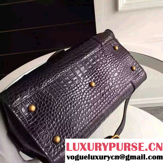 Gucci Croco Pattern GG Marmont Leather Top Handle Bag 421890 Black 2016
