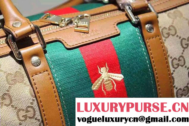 Gucci Golden Bee Embroidered Vintage Web Top Handle Bag 406868 2016
