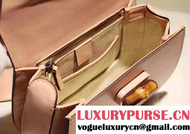 Gucci Bamboo Classic Leather Top Handle Bag 409398 Blush Pink 2016