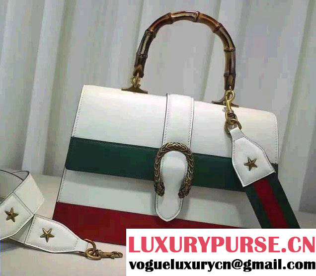 Gucci Dionysus Leather Top Handle Large Bag 421999 White/Green 2016