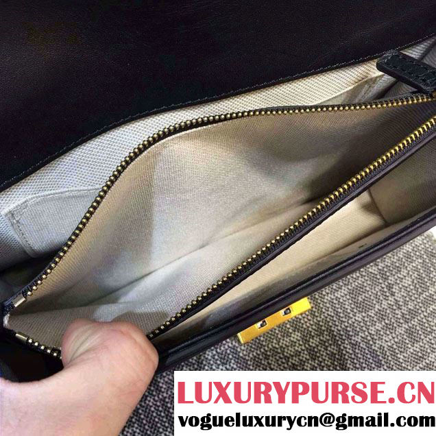 Gucci Cat Lock Leather Top Handle Bag 421997 Black 2016