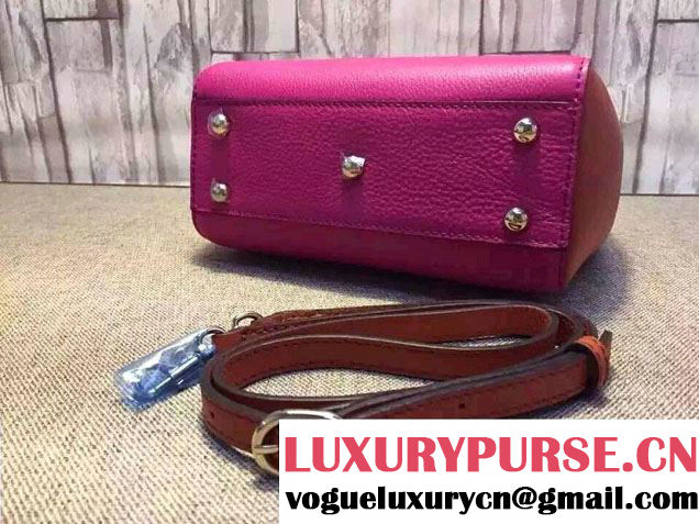 Gucci Mini Bamboo Shopper Leather Top Handle Bag 368823 Fushia/Brick