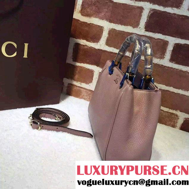 Gucci Mini Bamboo Shopper Leather Top Handle Bag 368823 Nude Pink