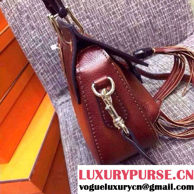 Gucci Fringe Leather Bamboo Top Handle Bag 383929 Brown 2016