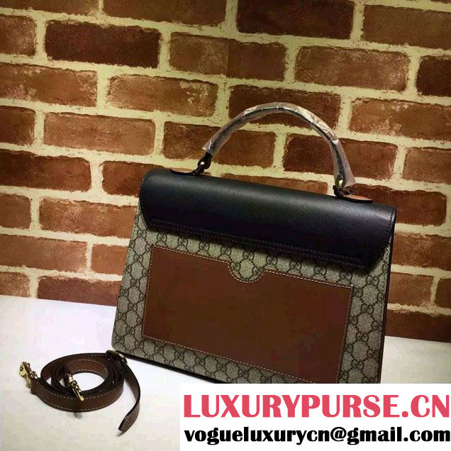 Gucci Padlock GG Supreme Top Handle Medium Bag 432674 Black 2016