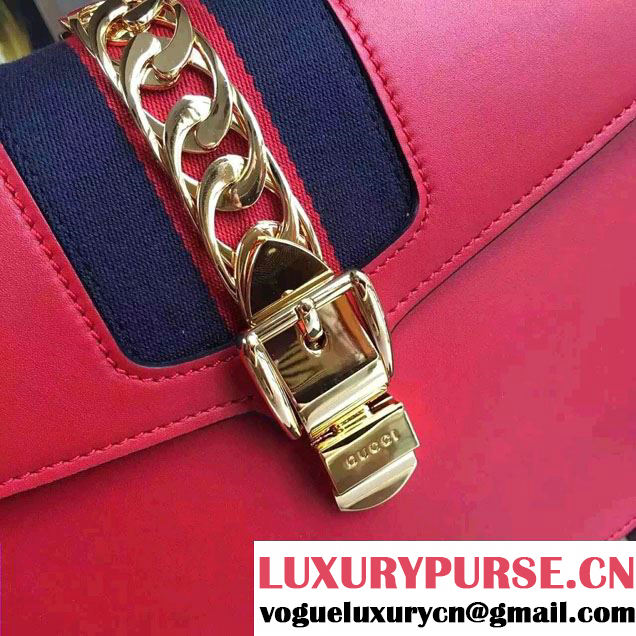 Gucci Sylvie Leather Top Handle Medium Bag 431665 Red 2016