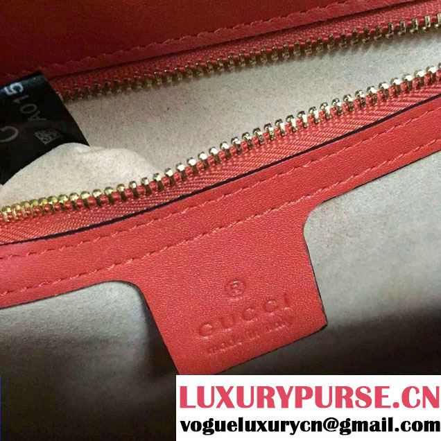 Gucci Sylvie Leather Signature Top Handle Medium Bag 431665 Red 2016