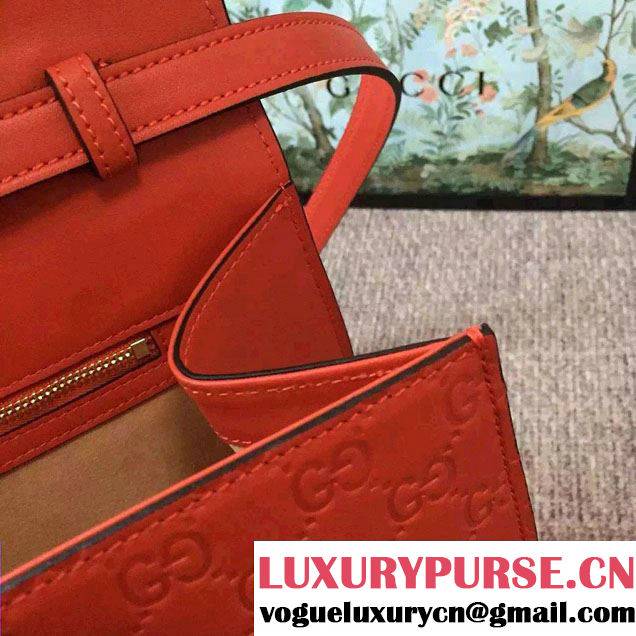 Gucci Sylvie Leather Signature Top Handle Medium Bag 431665 Red 2016